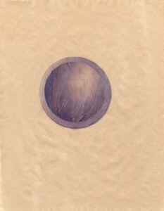 MATTHEW SWARTS A CIRCULAR, PURPLE-TINTED SHAPE WITH TEXTURED, ABSTRACT PATTERNS BY MATTHEW SWARTS SITS CENTERED ON A CRUMPLED BEIGE PAPER BACKGROUND, OFFERING A CONTEMPORARY DIGITAL ARTWORK WITH A SOFT, DREAMLIKE QUALITY.