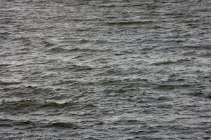 MATTHEW SWARTS CHOPPY, DARK GRAY WATER WITH SMALL WAVES AND SUBTLE RIPPLES UNDER OVERCAST LIGHT, FILLING THE ENTIRE FRAME.