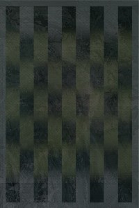 MATTHEW SWARTS A DARK, ABSTRACT PATTERNED FABRIC WITH VERTICAL STRIPES. SOME STRIPES ARE DARK GRAY, OTHERS ARE MUTED GREEN, AND THEY HAVE A WAVY TEXTURE.