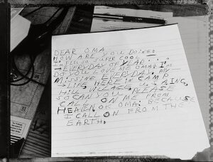 MATTHEW SWARTS MYSTERY SCHOOL CHRIS LETTER TO HIS DEAD GRANDMOTHER COPAKE NEW YORK 1999