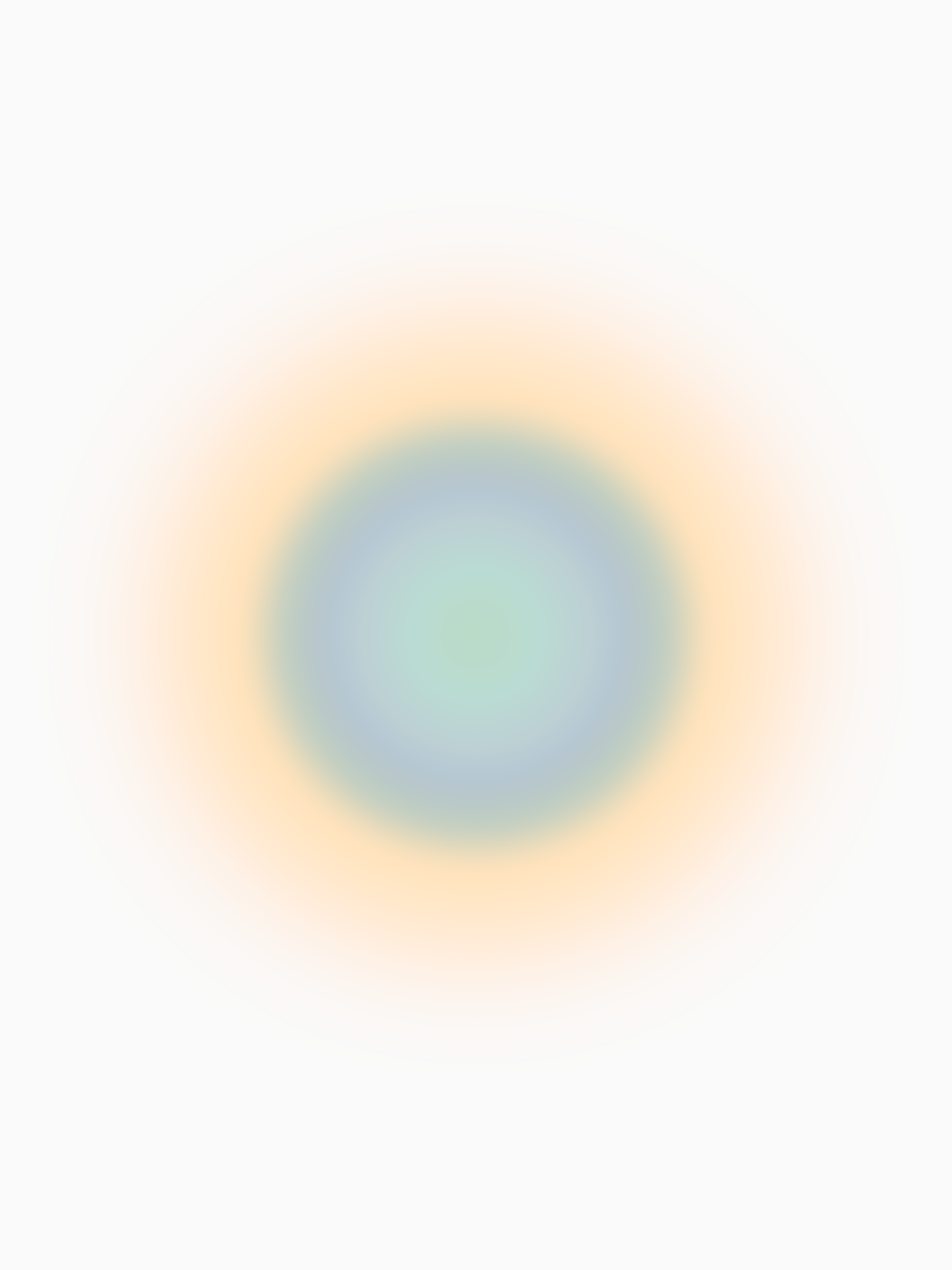 MATTHEW SWARTS A soft, blurry circular gradient with a pale teal center, surrounded by a muted blue ring and an outer glow of light orange and peach fading into a white background, evokes the visual style of MATTHEW SWARTS photography.
