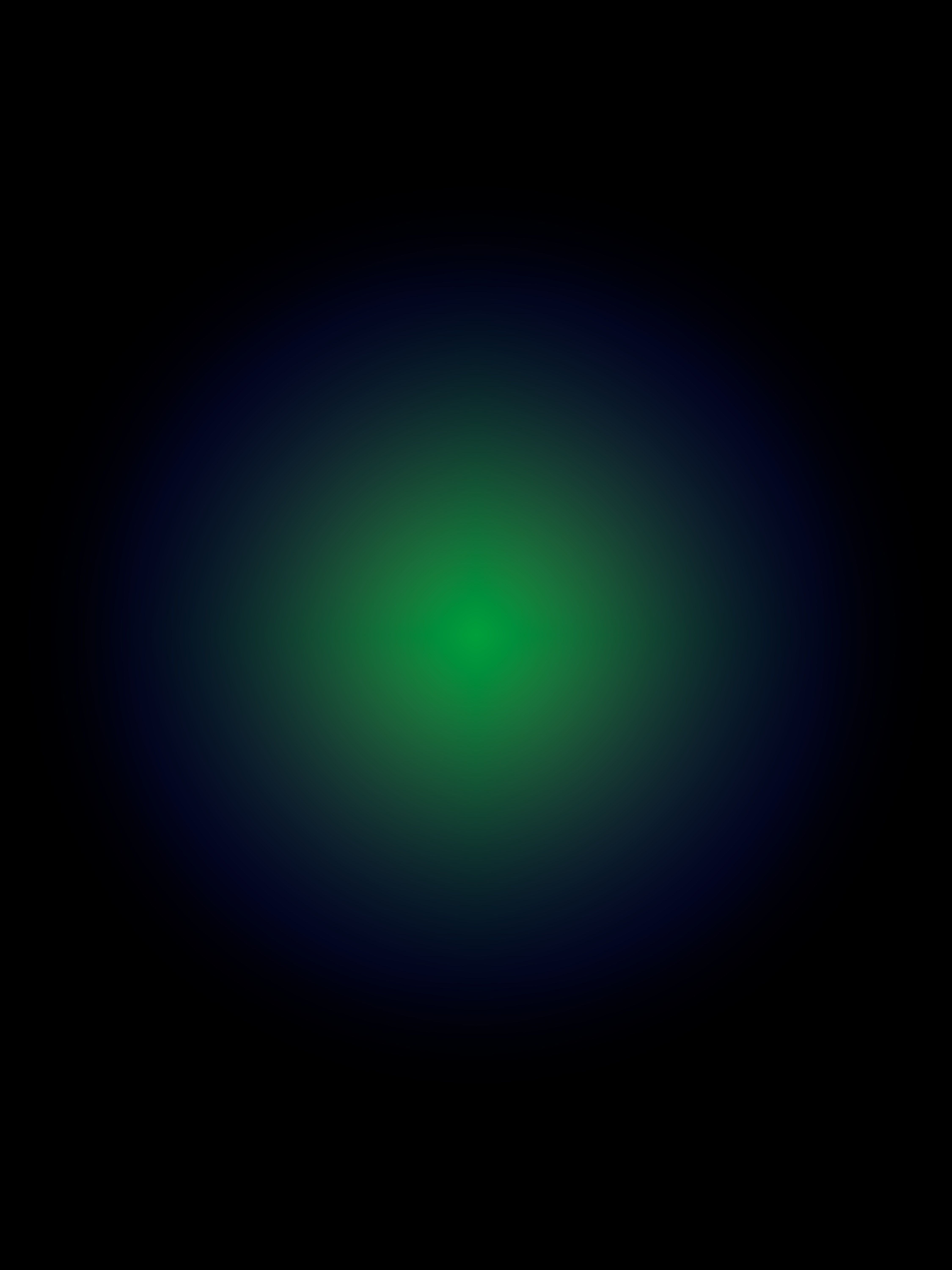 MATTHEW SWARTS A bright green light glows at the center, fading smoothly into blue and then black toward the edges, creating a soft, circular gradient on a dark background—a striking VISUAL reminiscent of MATTHEW SWARTS photography.