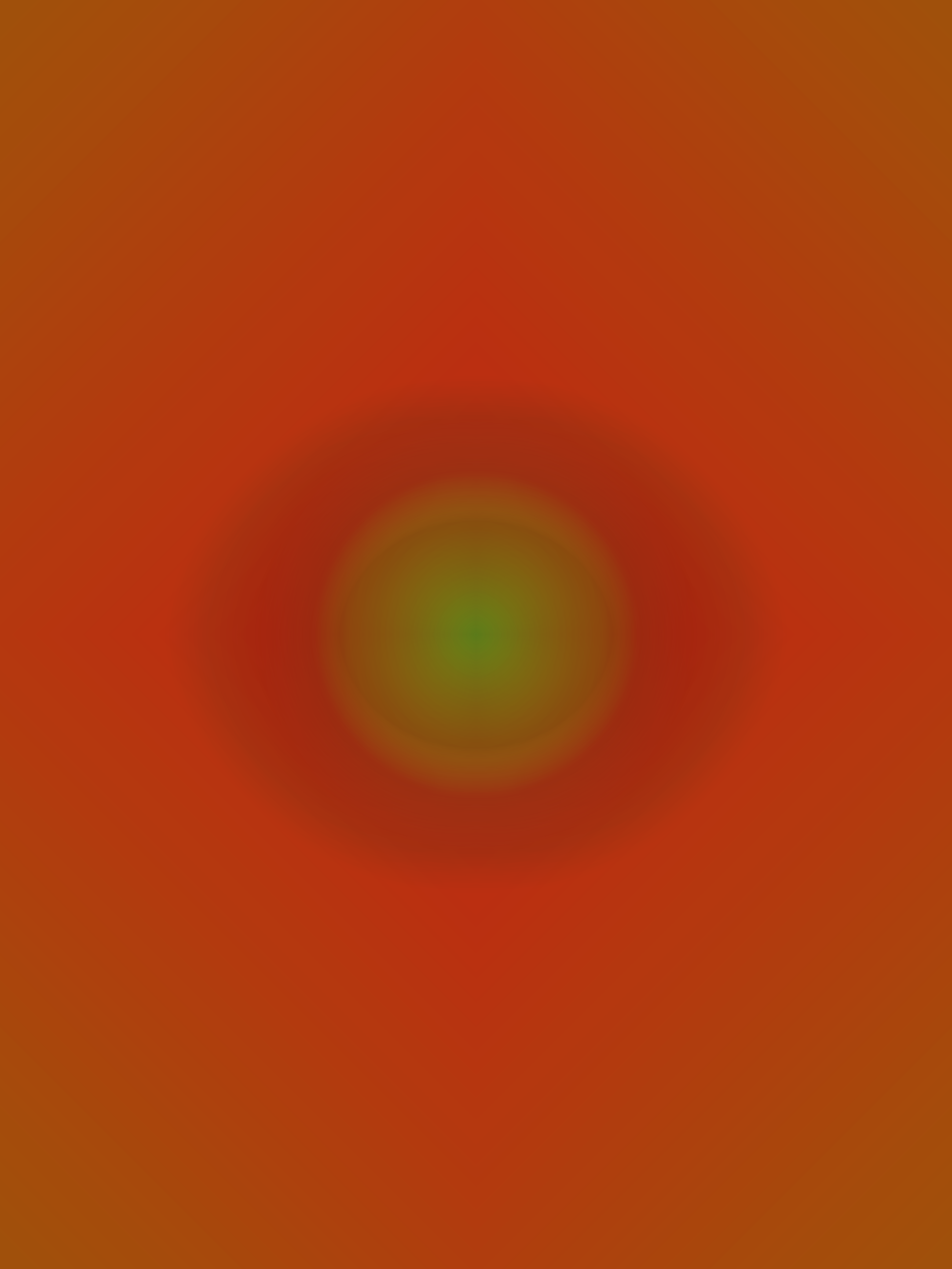 MATTHEW SWARTS A contemporary digital image featuring a soft, blurry green oval at the center, surrounded by concentric shades of red and orange blending outward in a diamond pattern. The overall visual effect is abstract and soothing.