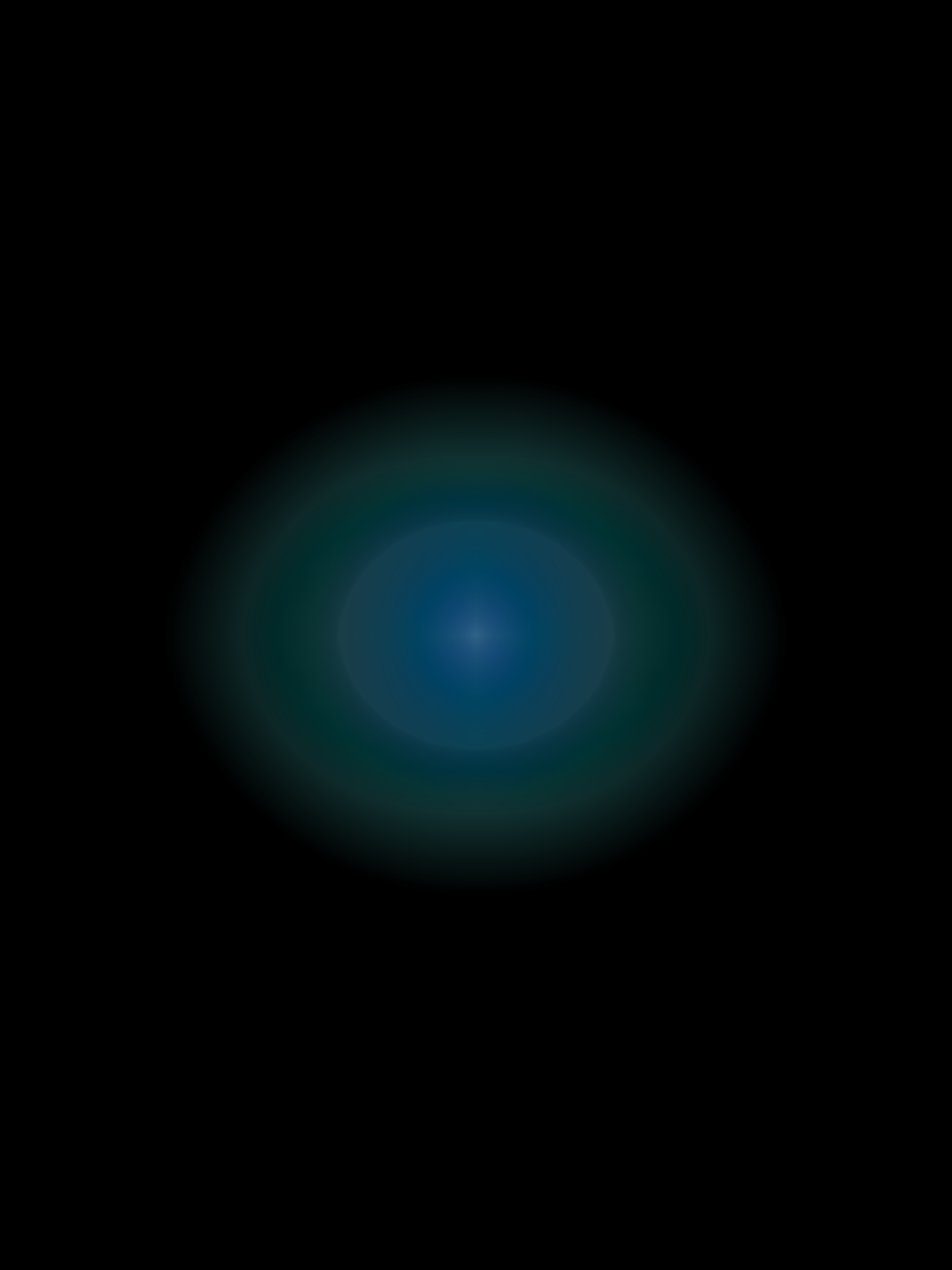 MATTHEW SWARTS A glowing blue orb with a bright center and soft, greenish-blue halo radiates against a completely black background, capturing the visual artistry of MATTHEW SWARTS.