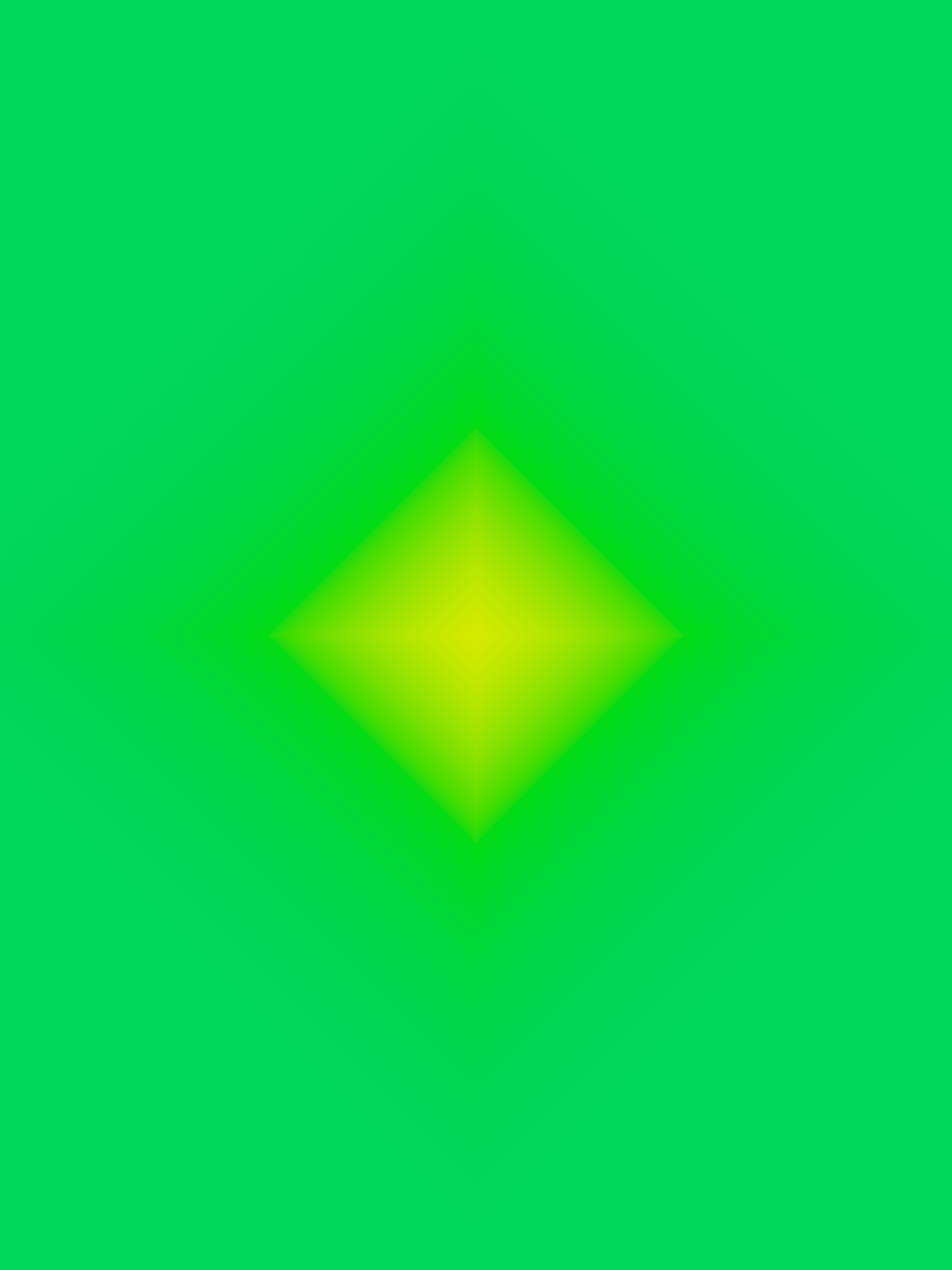 MATTHEW SWARTS A diamond-shaped gradient in the center transitions from yellow to green, fading outwards into a solid green background—an abstract ART piece perfect for inspiring any ARTIST.