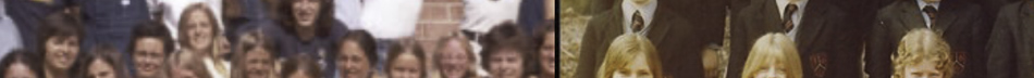 MATTHEW SWARTS A blurry, cropped image by a photographer showing the faces of several people in group photos, some dressed formally in suits. The image is split in two, with both sides featuring rows of individuals.