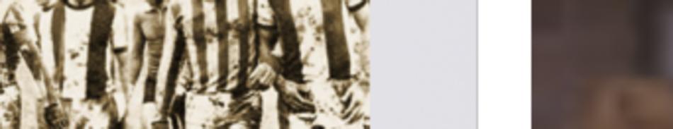 MATTHEW SWARTS A sepia-toned photo by contemporary artist Matthew Swarts shows a partial view of people standing together, some in vertically striped shirts. The image is cropped, revealing only torsos and parts of arms.