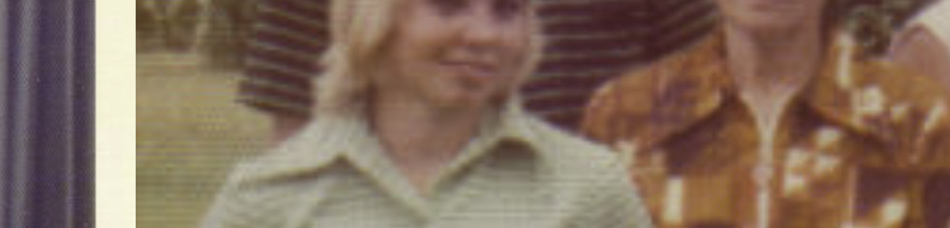 MATTHEW SWARTS A cropped, vintage photo of two people—one in a light green shirt, the other in an orange patterned shirt. Both are smiling. The faded, nostalgic quality echoes fine art photography and the evocative style of Matthew Swarts.