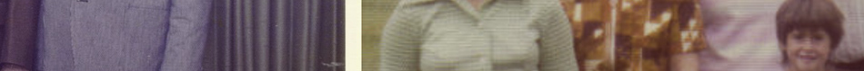 MATTHEW SWARTS A cropped, faded vintage photo showing partial torsos in patterned and plain clothing, with a smiling child on the far right. This fine art photography piece has a sepia or purplish tint and a vertical line dividing the two sides.