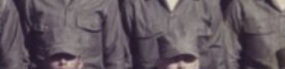 MATTHEW SWARTS A cropped, blurry photography image showing the torsos of people in olive green military uniforms and caps, standing in rows. Their heads are partially visible, creating a contemporary visual effect.