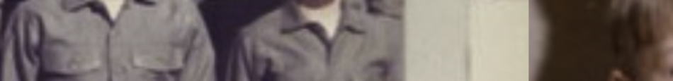MATTHEW SWARTS A cropped, blurry image in contemporary ART style shows two people in matching gray uniforms standing side by side; only their torsos and part of one face are visible.