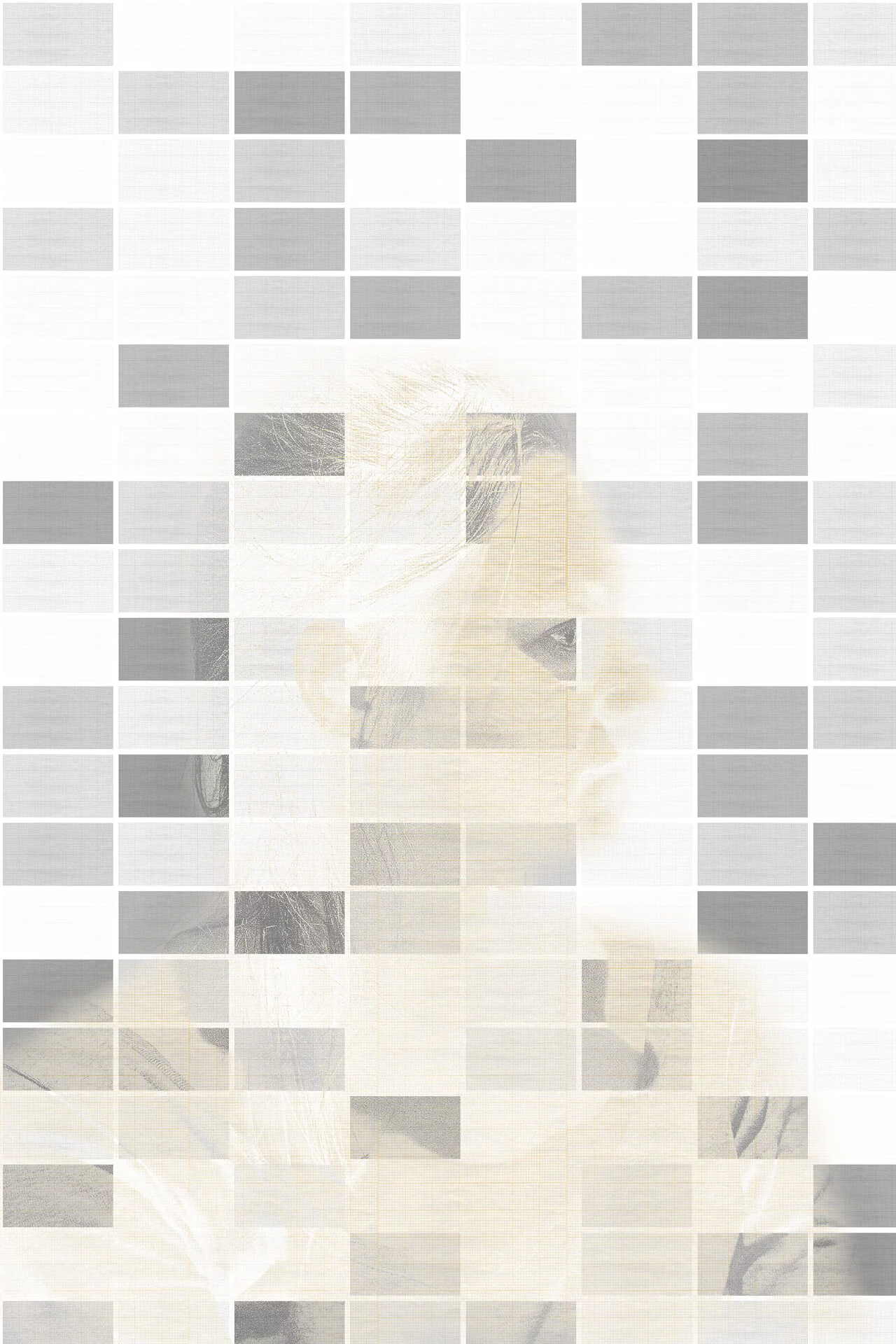 MATTHEW SWARTS A grayscale image of a woman in profile, overlaid with a grid of translucent rectangles in various shades, creates a fragmented, abstract effect—a striking piece of visual art that highlights the photographer's unique perspective.