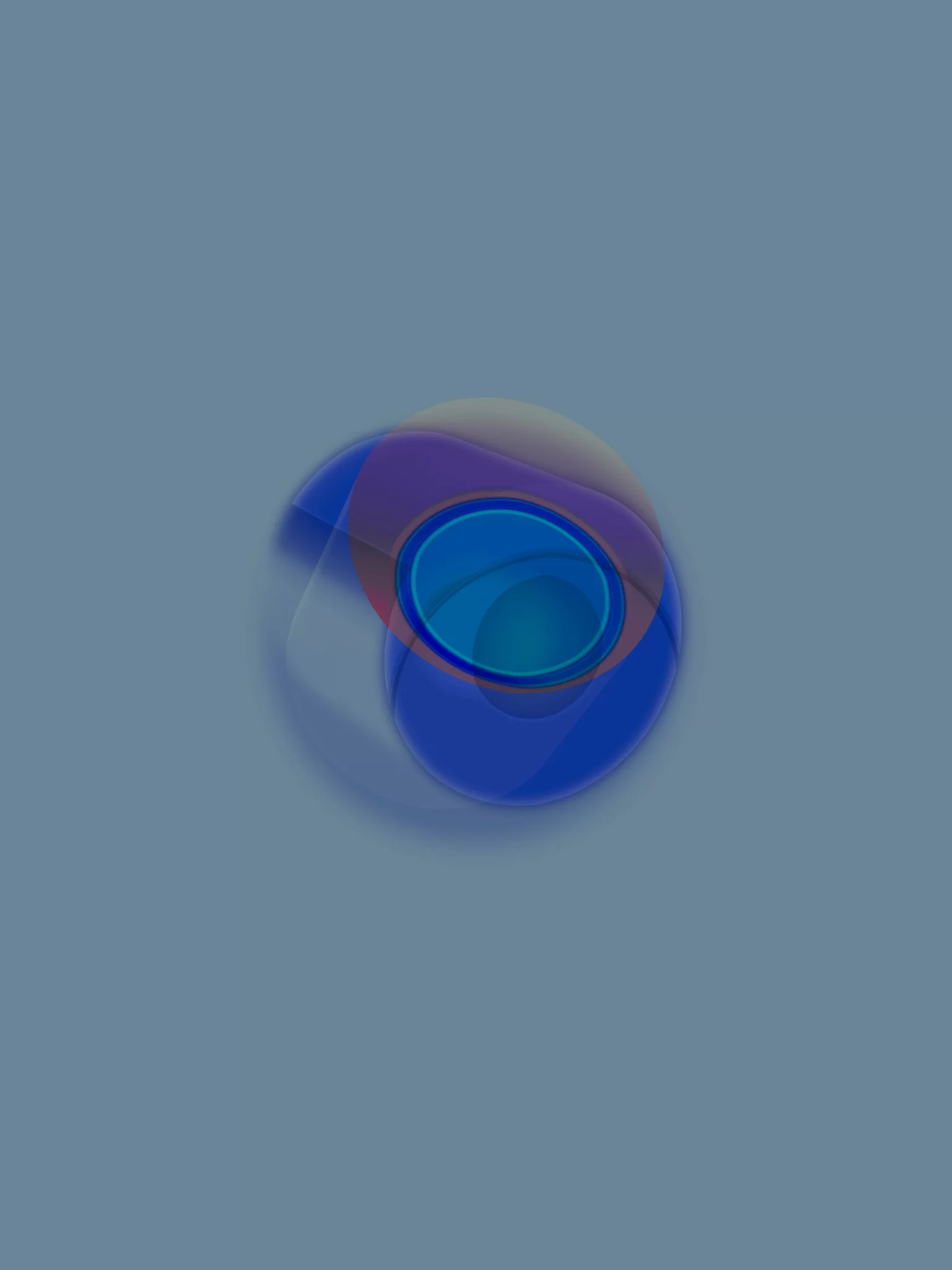 MATTHEW SWARTS A digital abstract ART image featuring translucent, overlapping oval and circular shapes in shades of blue and purple, centered against a muted blue-gray background. The forms appear softly blurred and layered for a striking VISUAL effect.