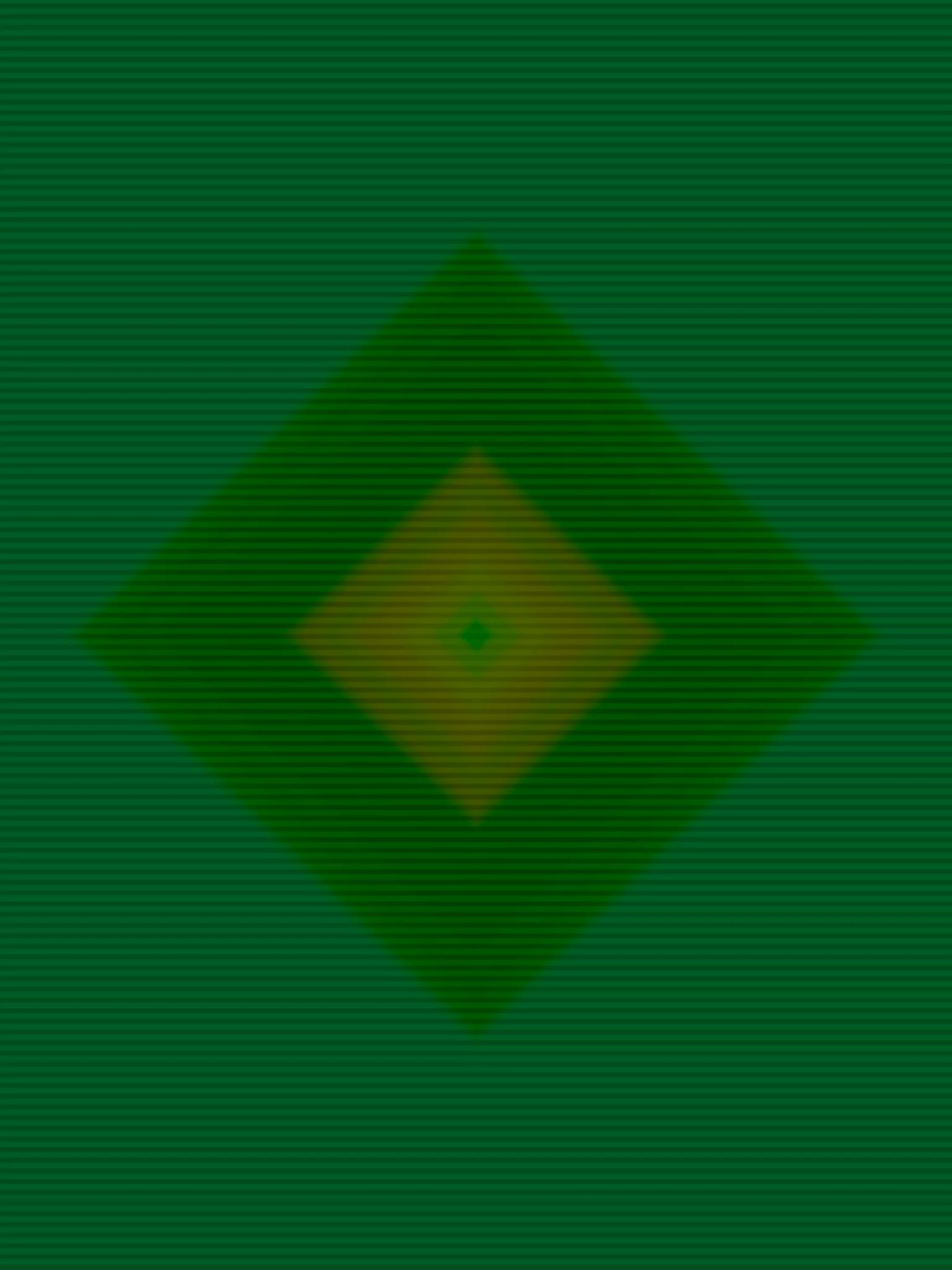 MATTHEW SWARTS Abstract image by artist Matthew Swarts with nested diamond shapes in shades of green and brown, each smaller diamond centered within the next, creating a layered, geometric pattern with a subtle striped texture across the background.
