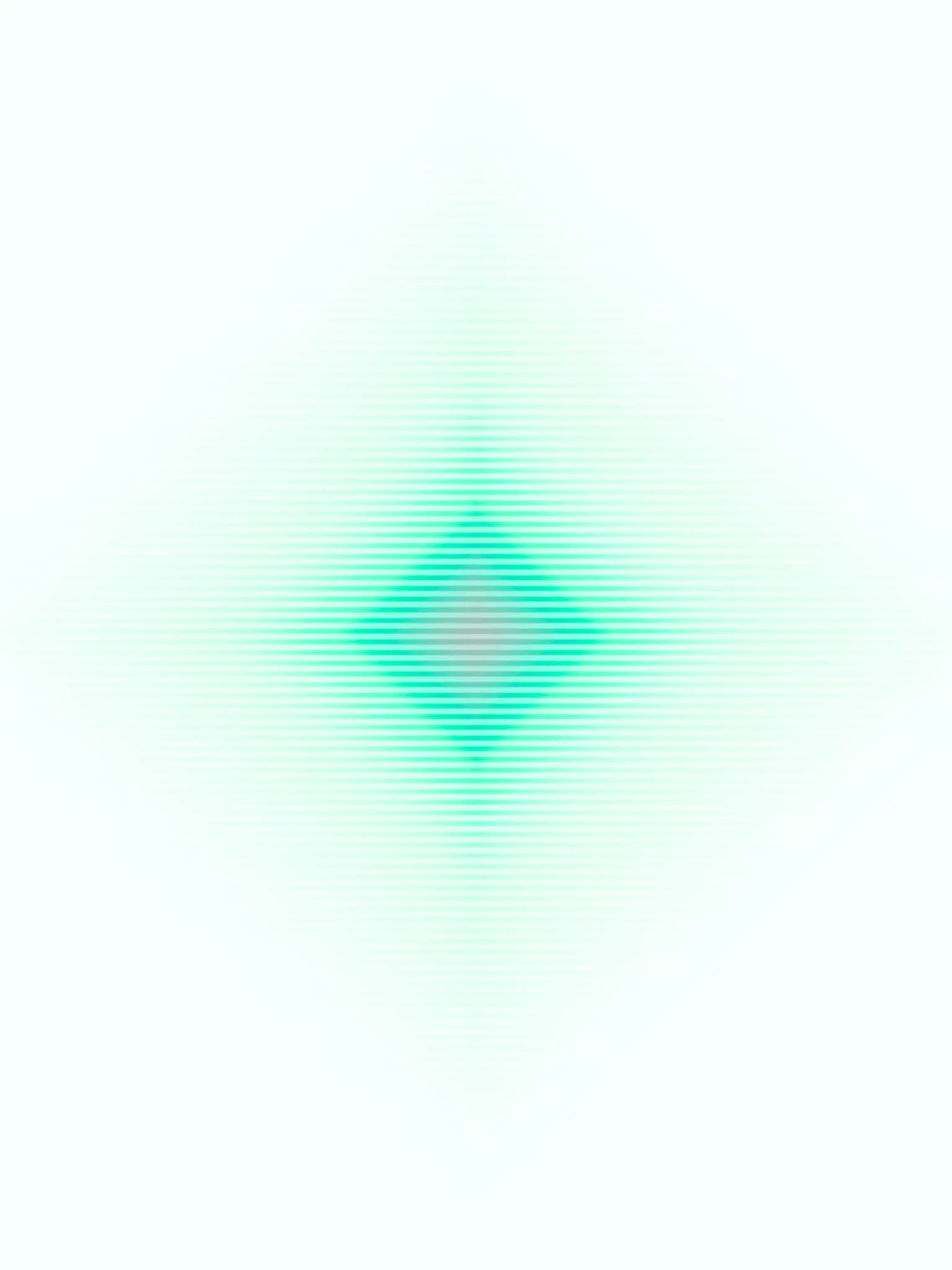 MATTHEW SWARTS A turquoise diamond shape made of horizontal lines radiates from the center on a pale background, creating a subtle, symmetrical geometric pattern with a glowing effect—ideal for contemporary art or photography inspiration.