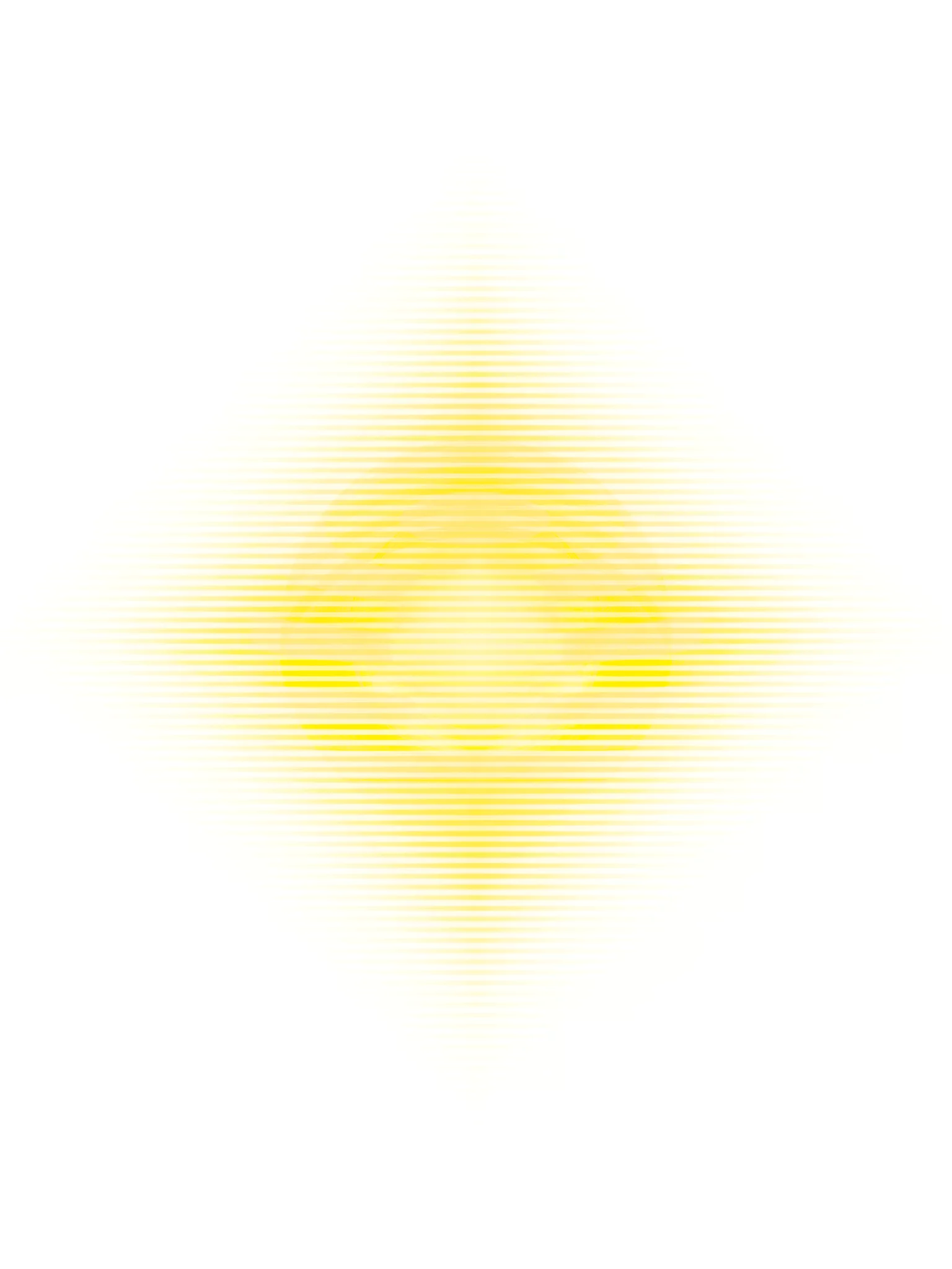 MATTHEW SWARTS Yellow horizontal lines form a diamond-shaped pattern with a bright circular center, radiating outward on a white background, creating a glowing, optical illusion effect reminiscent of MATTHEW SWARTS' ART photography.
