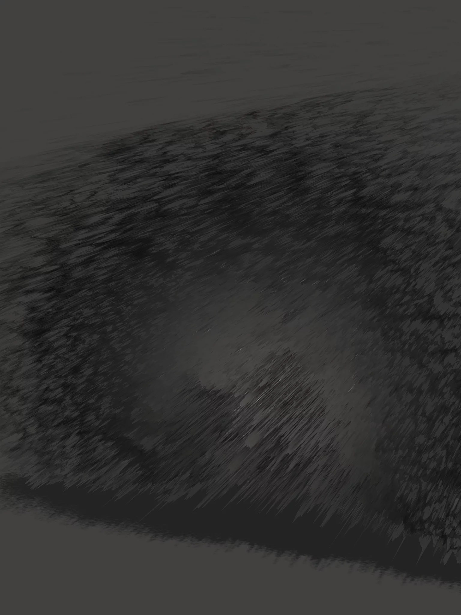 MATTHEW SWARTS Dark, abstract digital artwork by the artist featuring rough, textured brushstrokes in shades of black and gray, creating a sense of depth and swirling motion toward the center of the visual composition.