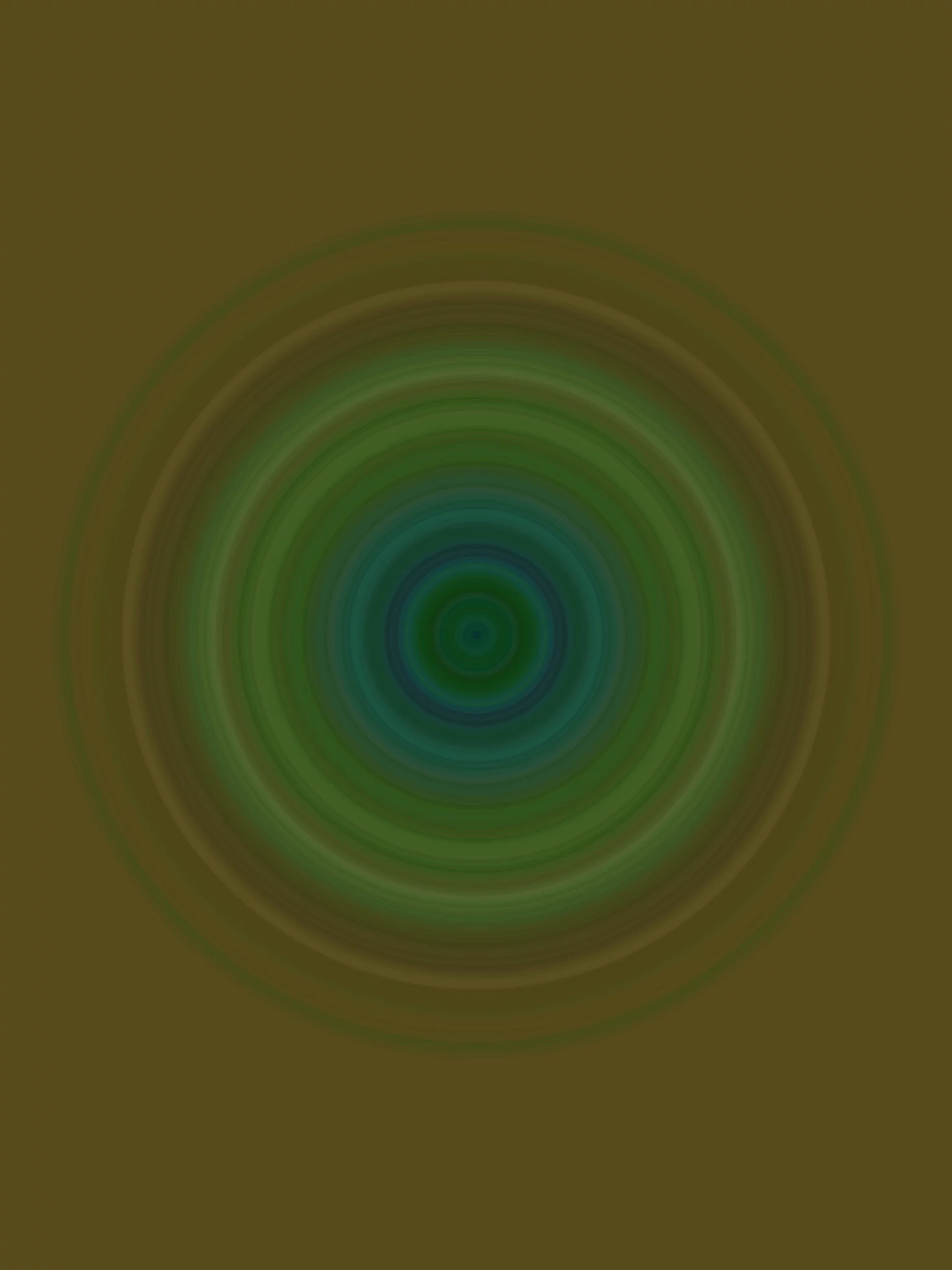 MATTHEW SWARTS Concentric circles in shades of green, blue, and brown radiate outward from the center, creating a hypnotic, ripple-like pattern on an olive green background—an evocative work by artist Matthew Swarts.