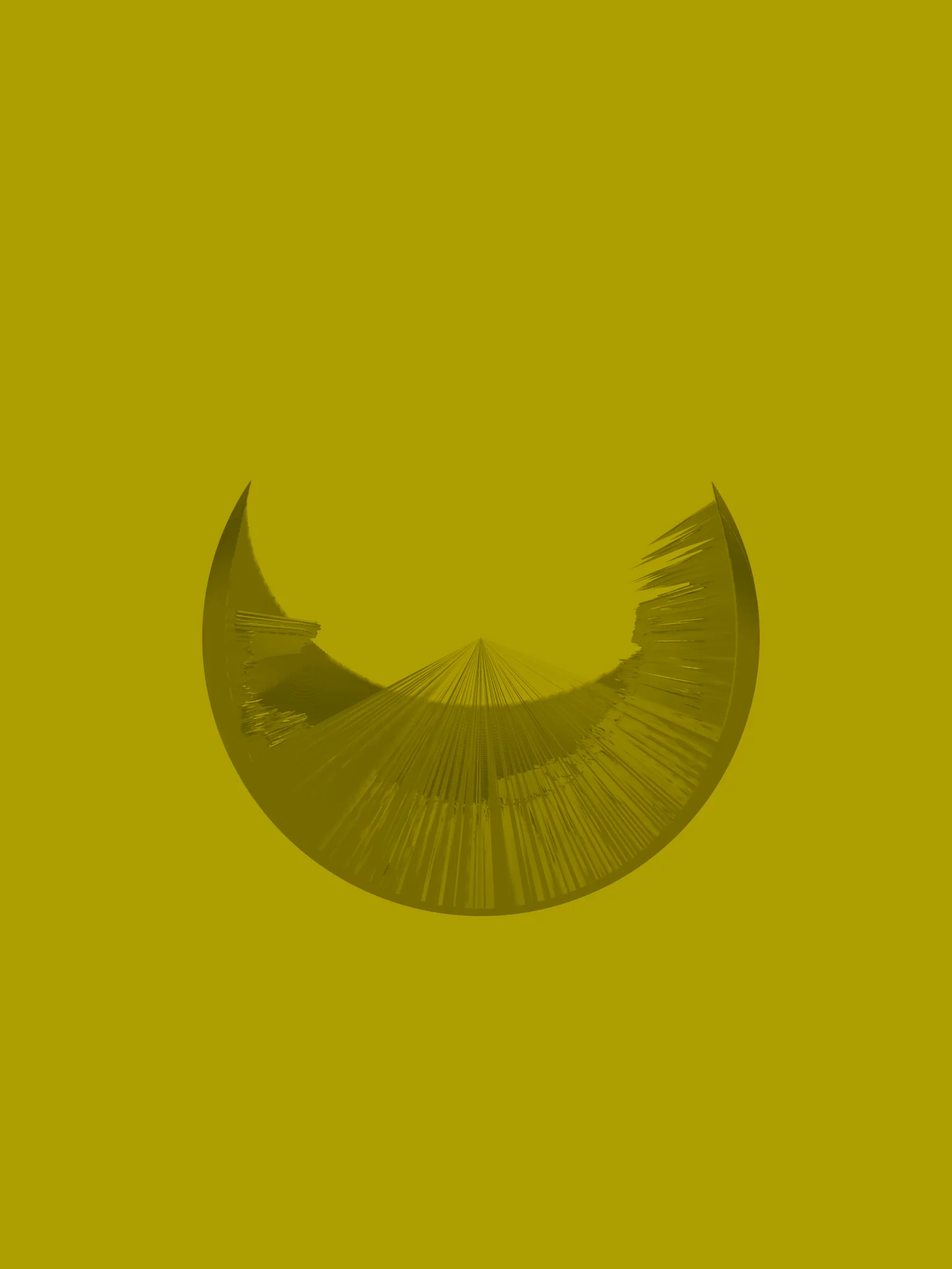 MATTHEW SWARTS Abstract image by MATTHEW SWARTS, showcasing a dark, crescent-shaped form with radiating lines inside. This striking visual photography features a solid yellow-green background and textured motion within the crescent.
